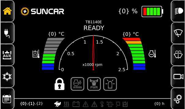 User interface of SUNCAR display for electric construction machinery